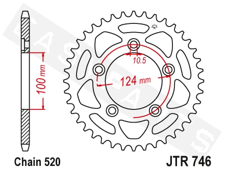 Achtertandwiel JT Sprockets JTR746.39 Ducati Scrambler 1100 2018-2020