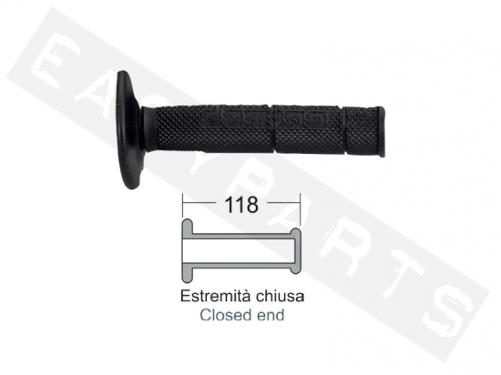 Paire revêtements poignée DOMINO Cross-Enduro noire (118mm)