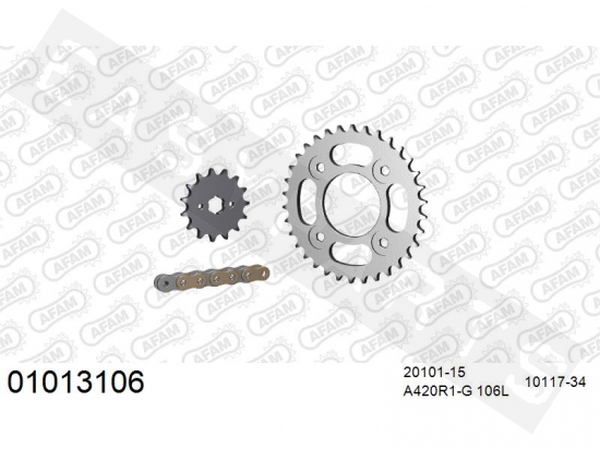Kit catena AFAM acciaio standard Honda MSX 125 Grom 2013-2020