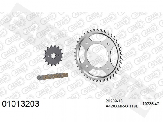 Kit chaîne AFAM acier standard Honda CBF 125 M 2009-2016