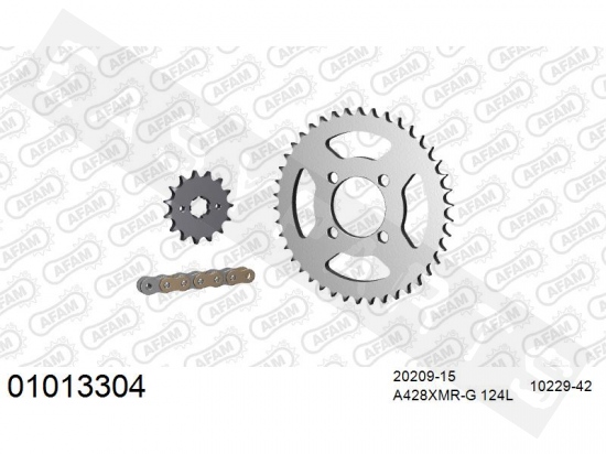 Kit chaîne AFAM acier standard Honda CBR 125 R 2004-2010