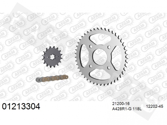 Chain & sprocket kit AFAM staal Yamaha RD 125 LC 1986-1989