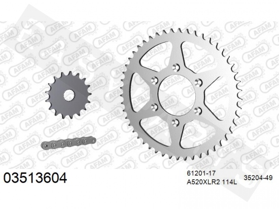 Kit chaîne AFAM acier standard Aprilia RX 125E Enduro 1993-1999