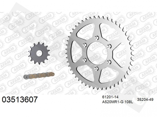 Kit catena AFAM acciaio standard Aprilia RX 125 R 1992-1995