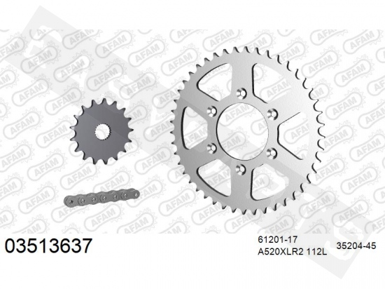 Kit catena AFAM acciaio standard Aprilia SX 125 2008-2013