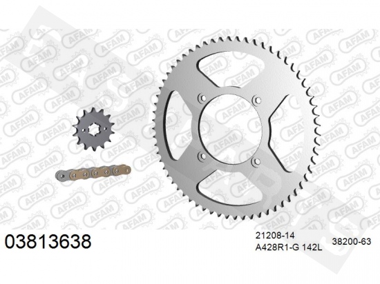 Chain & sprocket kit AFAM steel Beta RR 125 LC Motard 2011-2020
