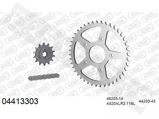 Chain & sprocket kit AFAM steel Cagiva Mito 125 SS 1990-1992