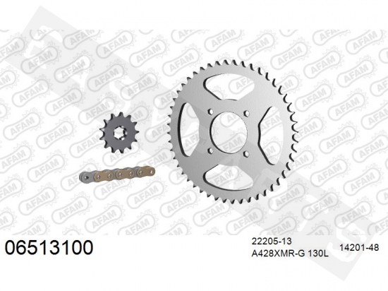 Kit catena AFAM acciaio standard Hyosung RT 125 Karion 2002-2015