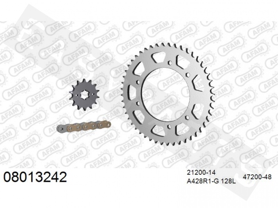 Kit chaîne AFAM acier standard Rieju RS3 125 Sport 2011-2021
