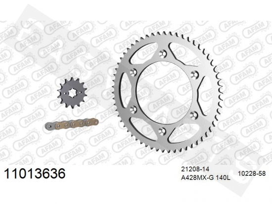 Chain & sprocket kit AFAM staal HM CRM-F 125 X Motard 2009-2011