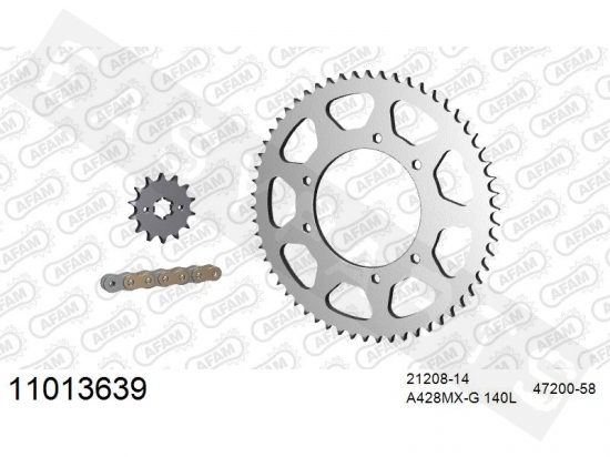 Chain & sprocket kit AFAM staal HM CRM-F 125 Derapage 2011-2016