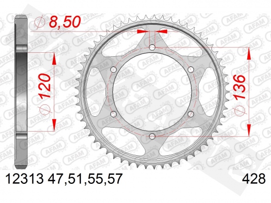 Rear sprocket AFAM staal Yamaha TZR 125 R 1993-1997 (428)
