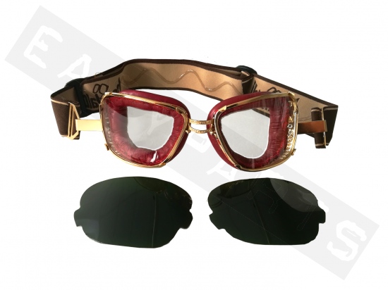 Gafas de casco Jet BARUFFALDI Inte 259 cuero rojo /oro