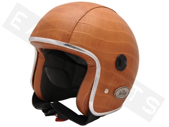 Helmet Jet BARUFFALDI Zeon Vintage Brown Croco
