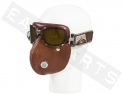 Masque & lunettes moto antipollution BARUFFALDI Super Hector S cuir chocolat