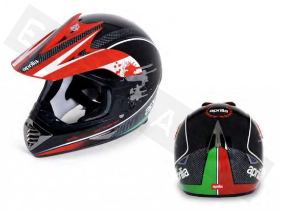 Helm Cross APRILIA XV1 Zwart/ Rood/ Carbon Look XS