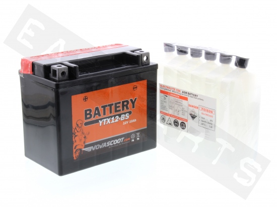 Batterie NOVASCOOT YTX12-BS 12V-10Ah MF (sans entretien, avec acide)