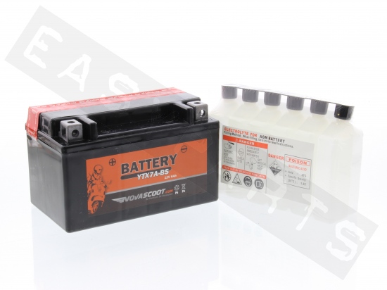 Batterie NOVASCOOT YTX7A-BS 12V-6Ah MF (sans entretien, avec acide)