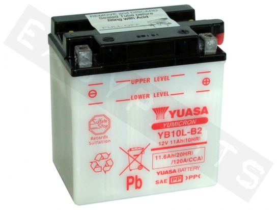 Batterie YUASA YB10L-B2 12V-11Ah (avec entretien, sans acide)