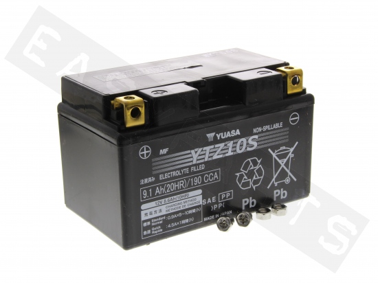 Batterie YUASA YTZ10S 12V-8.6Ah MF (sans entretien, avec acide)